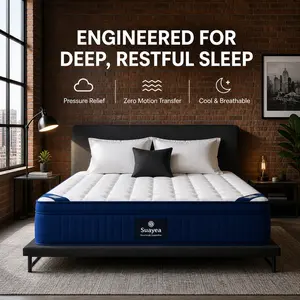 【LIVE Exclusive-SD】Fansace Sleek series 12/14/16 inch Queen/King/California King Size spring Mattress in a Box,Medium firm Pocket Spring Gel Memory Foam for Superior Comfort, Weightless Cooling with Support, colcho para cama twin xl, C