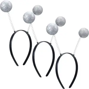 3 Pieces Alien Headband Silver Martian Antenna Ears Alien Costume Space Accessories for Cosplay Halloween Party AdultGift.