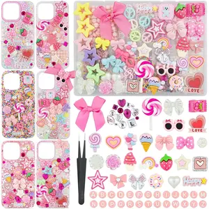 1430 Pcs Junk Phone Case Decoration Kit,Bow, Letter Beads, Nail Accessories, Flatback Pearls, Rhinestones, Cute Aesthetic Decor for Personalization