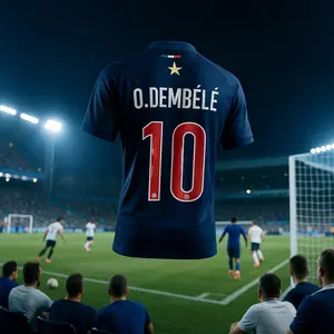 Men's #10 Dembélé Navy Soccer Jersey | Breathable Match Kit | Ligue 1 Fan Gear for Stadium Trips Shirt