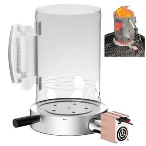Charcoal Chimney Booster-Charcoal Starter Base & Coal Burner Blower, 10-Minute Rapid Ignition, Outdoor BBQ Accessories for Kingsford, Weber and Other Grill Chimney Charcoal Starter-Ideal Grilling Gift