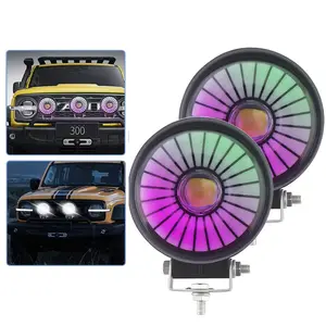 RGB Halo LED Off-Road Spotlights - Super Bright 12V Work Light for Trucks, SUVs, ATVs & Motorcycles | Waterproof, Multi-Color DRL for Night Driving
