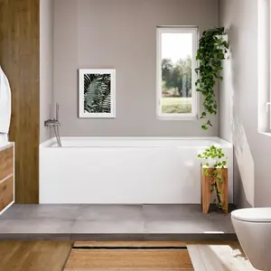Eviva Swiss 54" Glossy White Acrylic Left Drain Alcove Bathtub