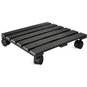 CERBIOR Plant Caddy Heavy Duty Plant Pot with 5 Rolling Wheels Indoor/Outdoor Holds up to 14 Inches and 150 Lbs Strong and Sturdy Design (14 Inch Square, Charcoal)