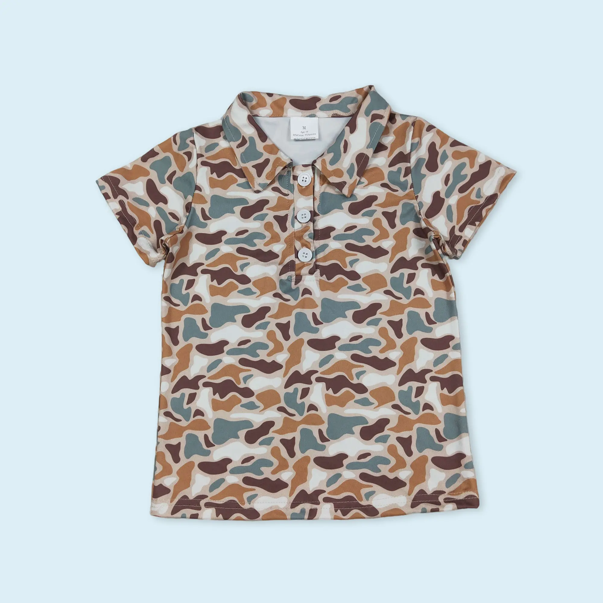 Camouflage kids boy short sleeve button t-shirt