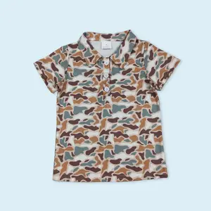 Camouflage kids boy short sleeve button t-shirt
