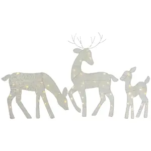 Northlight S/3 LED Lighted White Reindeer Family Decorations