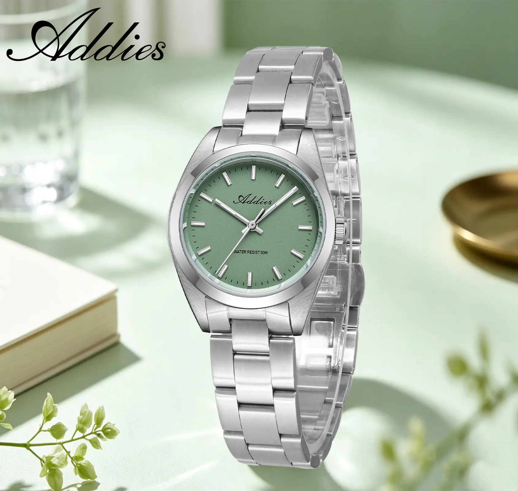ADDIES Women's Luxury Watch, Stainless Steel Bracelet Watch with Sapphire Crystal, Japanese Quartz Movement, BGW9 Luminous Dial, 50M Waterproof Elegant Wrist Watch