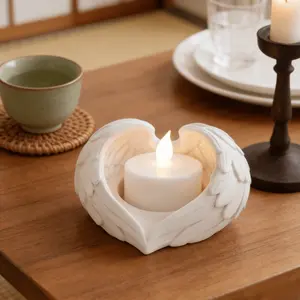 Angel Wing Candle Holder, Ideal for Tea Candles or Faux Wax Candles, Perfect Home Decor and Desktop Ornament, Unique Creative Gift