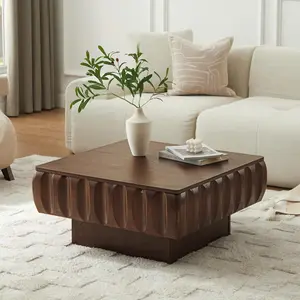 Square Lift-Top Coffee Table with Solid Wood Frame, Hidden Storage, Natural Grain, and Refined Minimalist Indoor Furniture