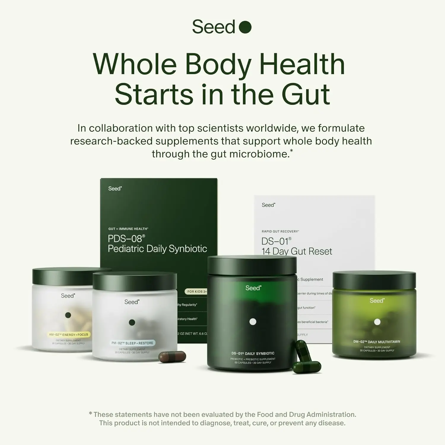 Seed DS-01 Daily Synbiotic - Vegan, Shelf-Stable Healthcare Supplement for Women & Men - Digestive Support, Bloating & Constipation Relief - 30-Day Starter (60ct) Edible Dietary