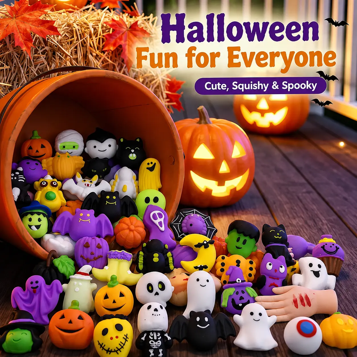 【Random Delivery】Halloween Mini Squeeze Toys, Individually Wrapped Random Assorted Cute Squishy Toys, Halloween Party Favors, Goodie Bag Fillers, Classroom Prizes & Trick or Treat Gifts