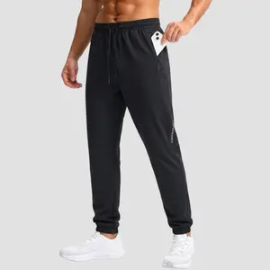 Men's Quick Dry Stretchy Jogger Pants with Zipper Pockets Elastic Waist Premium Lightweight Moisture Wicking Ice Cooling Pants for Gym Running Workout Casual Wear