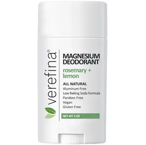 Rosemary + Lemon Magnesium Deodorant - 3 oz, Aluminum Free, Vegan, Smooth Glide, All Natural, Paraben Free, Gluten Free Body Care Coconut Oil