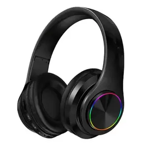 Light-up wireless headphones for gaming and calls, UV foldable, card-insertable, over-ear Bluetooth headphones