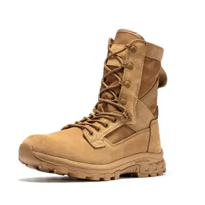 Botas Pro 8 Inch Mens Lightweight Side Zip Tactical Boots with EVA Cushioning & Slip Resistant Rubber Outsole for Outdoor Hiking & Camping