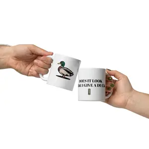 Mallard White glossy mug (Does it look like I give a duck?)