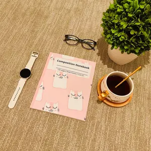 Composition Notebook Wide Ruled 100 Pages: Pink Cat Cute Aesthetics Journal for Teens, Women for Back to School, College, Office Work & Personal Use