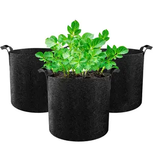 3 Pack Thick Breathable Felt Planting Bags, Durable Tear-Resistant Seedling Containers, Foldable Easy Storage Portable Reusable Garden Pots