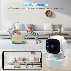 2025 New Indoor Pan-Tilt Surveillance Smart Camera、1080p HD Dog Camera W/Night Vision, Motion Detection for Baby & Pet Monitor, Cloud & Sd Card Storage, Compatible with Alexa & Google Home, 2.4g/5g Wifi