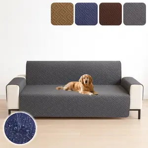 Quilted Sofa Cover, Water Resistant Slipcover Soft Sofa Protector, Washable Couch Cover with Non Slip and Elastic Straps for Dogs, Pets