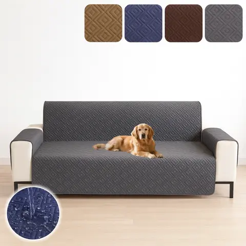 Quilted Sofa Cover, Water Resistant Slipcover Soft Sofa Protector, Washable Couch Cover with Non Slip and Elastic Straps for Dogs, Pets, Waterproof Sofa Cover, Slipcovers for Couches and Sofas