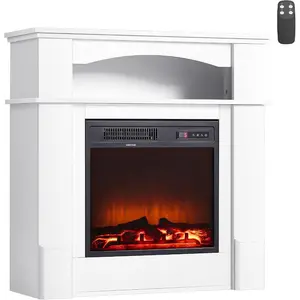 VEVOR 25.5inch Freestanding Fireplaces, 1500W 5120BTU Portable Electric Fireplace Stove Heater, with Overheating Protection, Adjustable Flames, Timer, Remote, for Living Room, Bedroom, Black