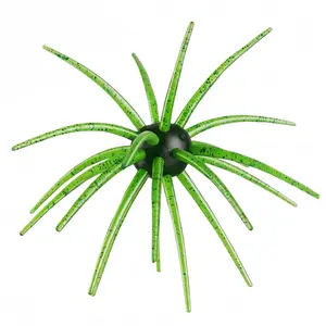 Slow Sinking Fuzzy Dice Creature Lures with Rubber Legs - Hags Baits Sea Urchin Style Soft Plastic Artificial Fishing Lure for Freshwater Bass Neko Rig