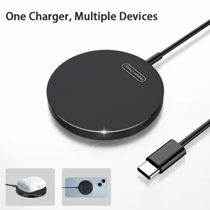 MagSafe Magnetic Wireless Charger 15W Fast Charging Stand for iPhone 17/16/15/14/13/12 & AirPods – Zinc Alloy Desktop Charger