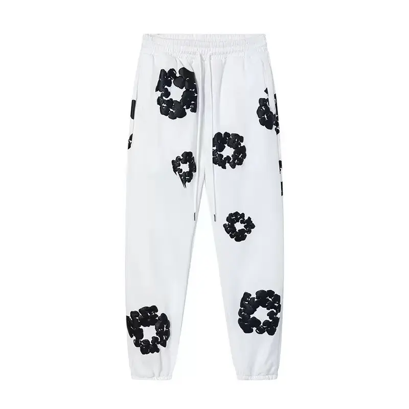 White sweatpants (black floral wreath)