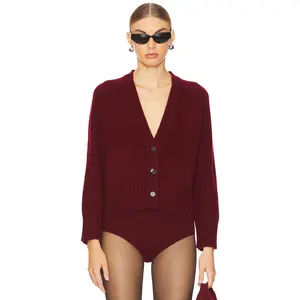 W. Cashmere Emily Cardigan in Burgundy