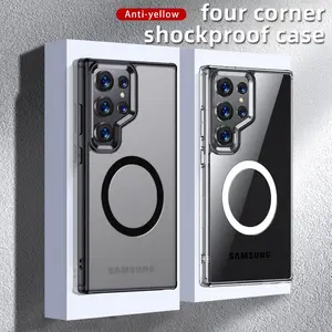 Matte & Clear Magnetic Wireless Charging Armor Case For Samsung Galaxy S25 S24 S23 FE Ultra Plus S24+ Military Shockproof Cover