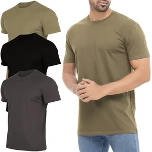 Mens Tshirt Multipack 100% Cotton Men Shirts Crew Neck Regular Fit Short Sleeve T Shirts for Man Moisture Wicking Plain Men's Tee Gifts for Men Breathable Workout Tshirt | Black White Gray Blue Green Olive | Fathers Day Gift | 3-Pack