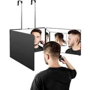 Portable 3-way Mirror, Adjustable Trifold Mirror, 1 Box 360 Degree Adjustable Hairdressing Mirror, Professional Makeup Mirror, Folding Mirror for Men and Women