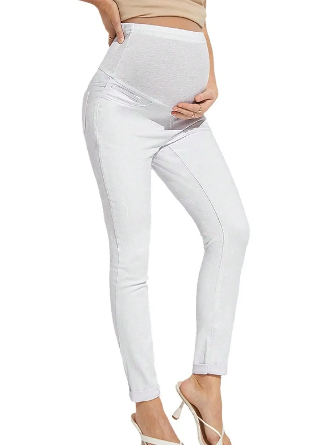 Multicolor Pregnant Jeans, Summer Belly Support High-Waisted Elastic Casual Slimming Skinny Pants, Comfortable Loose-Fit Design, Maternity Summer Clothes, Maternity Apparel, Maternity Clothing, Pregnancy Clothes