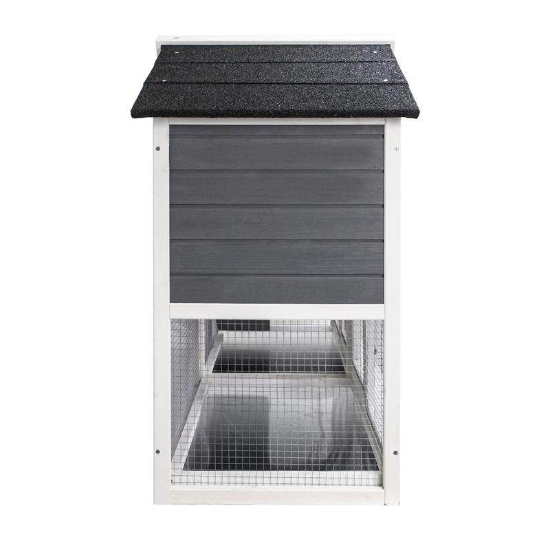 Large Multi-Level Wooden Rabbit Hutch with Run, Spacious Indoor/Outdoor Bunny Cage, Removable Tray for Easy Cleaning, Pet House for Rabbits, Guinea Pigs & Small Animals