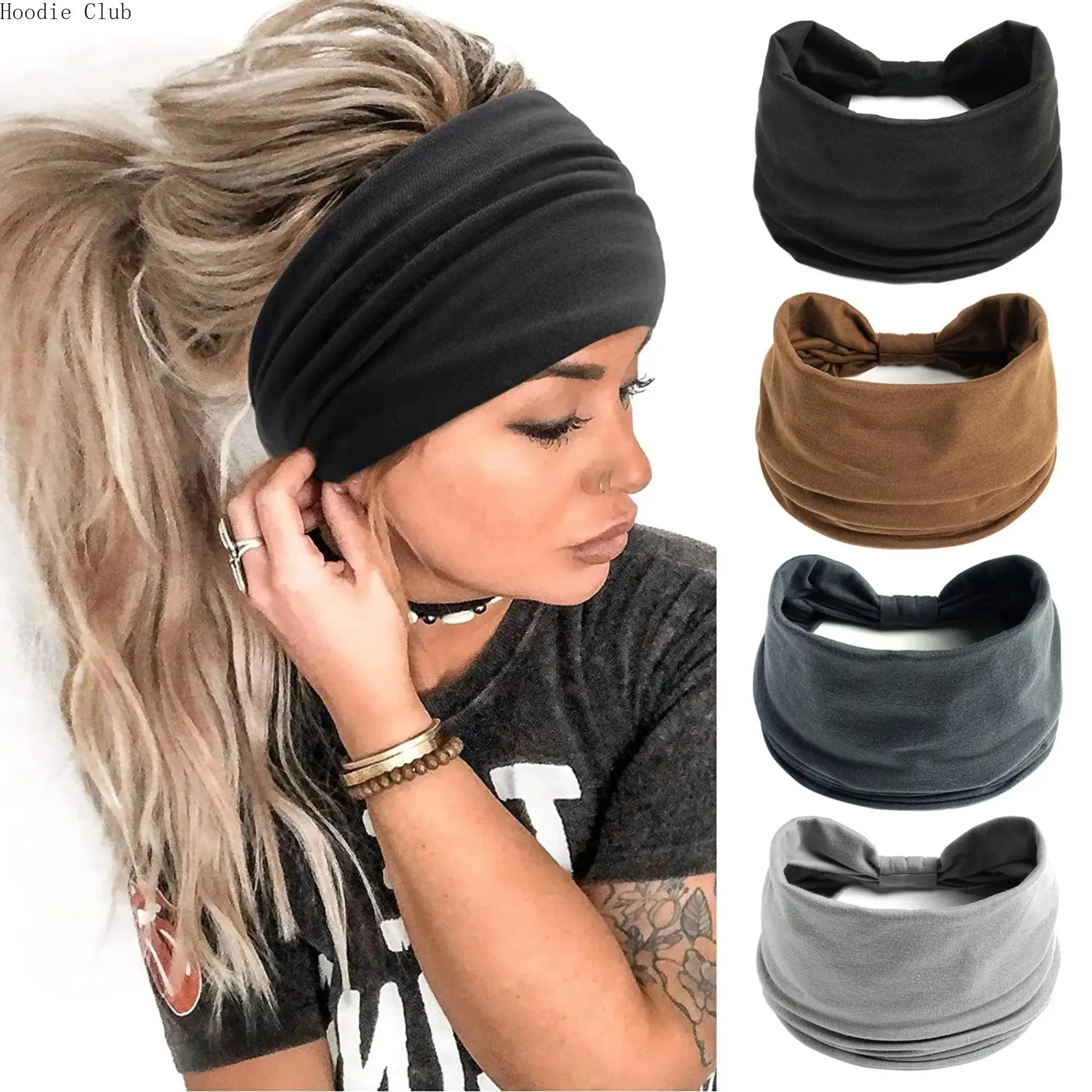4 Pack Boho Gym Headbands for Women, Wide Non-Slip Elastic Hair Wraps for Yoga, Fitness, and Everyday Style, Gym Headband, Sports Headbands, Headband Accessory