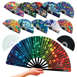 2 Pack Large Folding Clack Fan – Loud Snap Hand Fan for Line Dance, Rave, Festival, Performance, Cosplay, Costume & Cooling