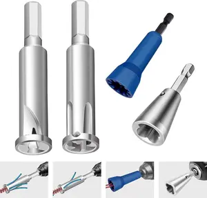 4 Packs Wire Twister Tool for Drill, Wire Nut Twister Wire Stripper Tool Connector Driver with 1/4" Chuck Cable Quick Stripping Electricians Tools