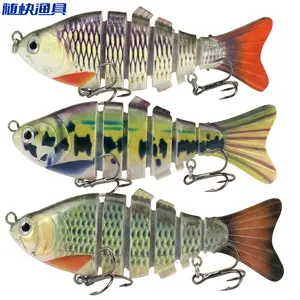 Artificial Fishing Bait with Hook Multi Jointed Swim Crank Lure Slow Sinking Lifelike Bass Lure for Fresh & Saltwater Outdoor Beginners