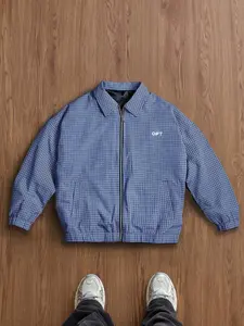 Fashionable plaid lapel jacket for men, versatile street casual color block striped coat with zipper closure