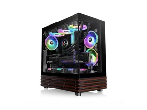 Thermaltake View 270 Plus WS ARGB; Mid Tower; 3x120mm Lite Fans Included; 360mm Radiator Support; 420mm GPU Clearance; Bottom Wood Trim; E-ATX/ATX/mATX/mITX; 220mm PSU Clearance; Black