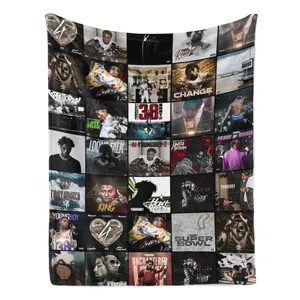 YoungBoy Never Broke Again Discography Collage Flannel Throw Blanket Soft Cozy Warm Lightweight Plush Fleece Blanket Unique Christmas Holiday Gift for YoungBoy Fans Rap Enthusiasts Couch Bed Sofa All Season Home Decor