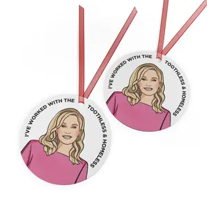 Real Housewives of Beverly Hills Christmas Ornament - Kathy Hilton "Toothless & Homeless" - Holiday Gift For Bravo TV RHOBH Fans - Metal