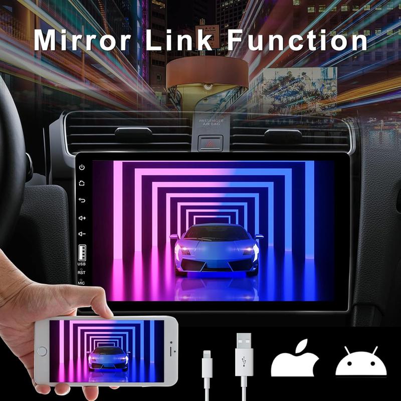 Car Stereo with Car Bluetooth 9 Inch HD Touch Screen Car Stereo with Backup Camera + External Microphone + FM MP5 Player Car Audio Receivers Support Mirror Link SWC USB EQ Car Radio