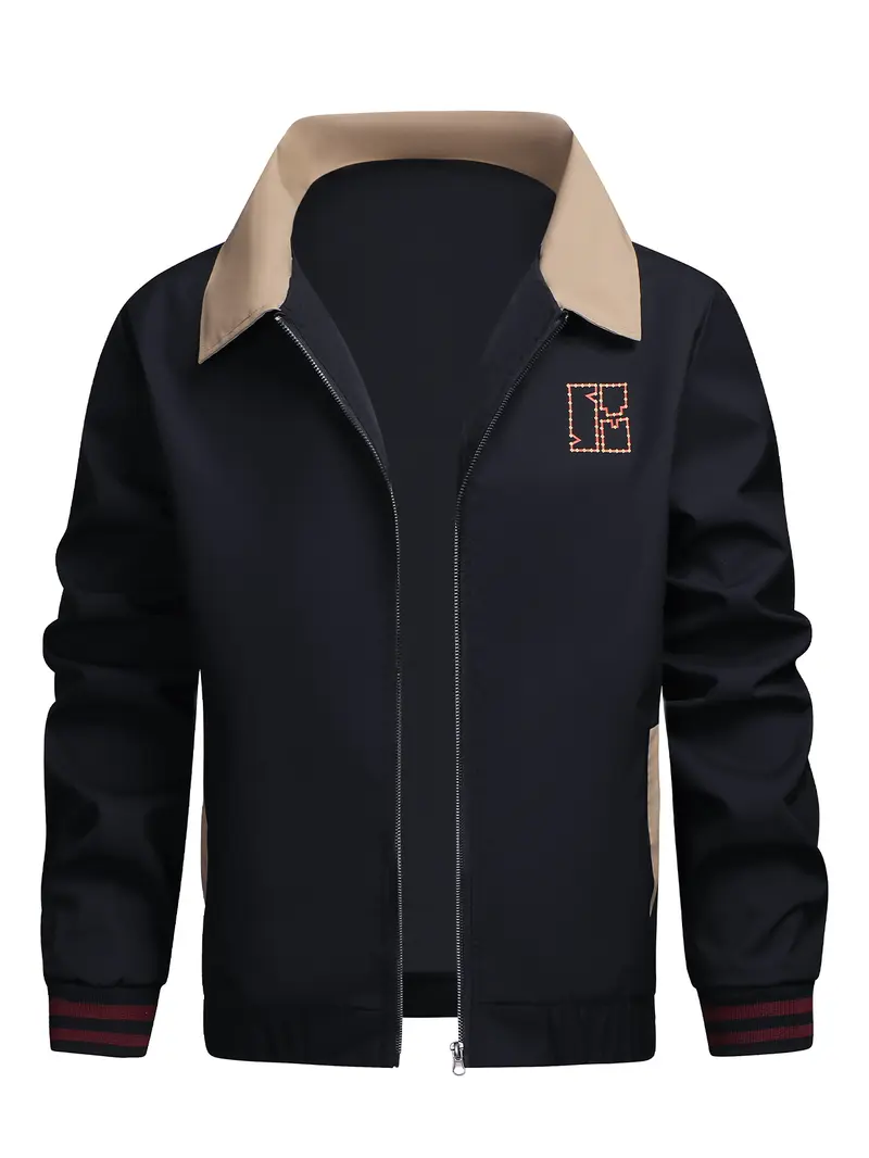 Men's business lapel jacket, autumn and winter casual outerwear, windproof baseball jacket, flight jacket, personalized clothing top and coat, suitable for commuting, outdoor sports, an essential item for going out.