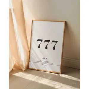 777 Angel Number poster Wall Art, Luck & Abundance - Perfect for Numerology Enthusiasts, Manifestation Gift,  Modern Art, Trendy Wall Art