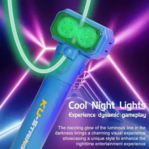 Kids Glowing Rope Launcher (3+ Ages) - Rotating Propeller, Durable & Smooth-Spinning, Party Light-Up Gadget, Ideal Birthday/Christmas Festive Gift, Glow Sticks