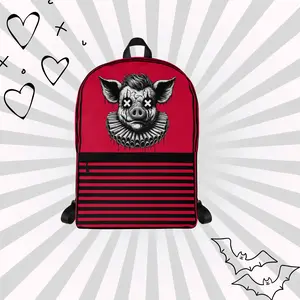 DreamSage Red Gothic Piggy Backpack 100% Polyester 4 Gallons Capacity Water-resistant with Laptop Compartment and Hidden Pocket