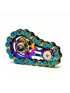 1pc Bike Chain Fidget Spinner - Silent CNC Machined Stainless Steel Gear, Metal Material, Steampunk Decor, Self-Regulation and Focus Tool for Adults, Office Use, Mechanical Art Collectible, Stress Relief Fidgeting, Stress Relieving Accessory